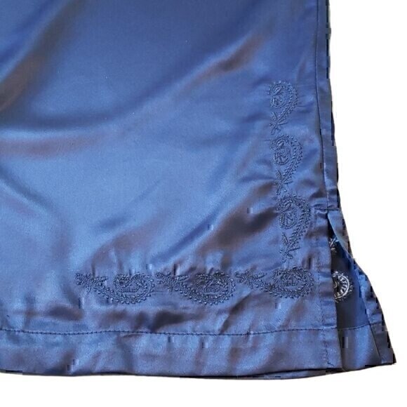 Cabernet Pajama Top Bottom Set Sleeveless Embroidered Blue M - Picture 7 of 9